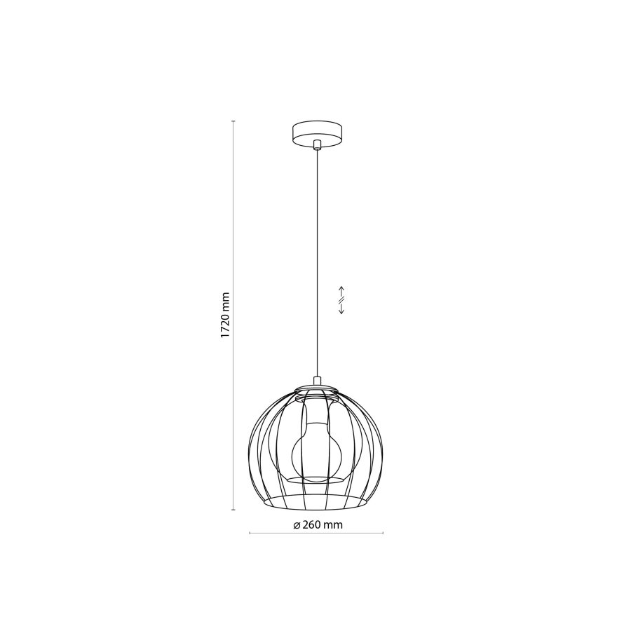 TK Universo loftlampe 260 - grafit glas og sort metal