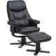 Cosy recliner lnestol, inkl. fodskammel - sort kunstlder og sort tr