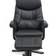Cosy recliner lnestol, inkl. fodskammel - sort kunstlder og sort tr