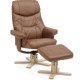 Cosy recliner lnestol, inkl. fodskammel - cognac kunstlder og natur tr