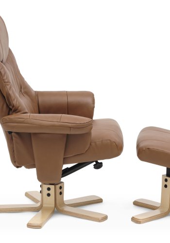 Cosy recliner lnestol, inkl. fodskammel - cognac kunstlder og natur tr