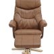 Cosy recliner lnestol, inkl. fodskammel - cognac kunstlder og natur tr