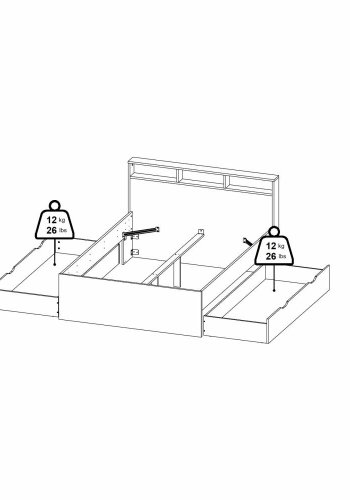 TVILUM Ikast Seng med 2 skuffer 140x190, Jackson Hickory/Hvid, 149,8 x 206 x 96,8 cm