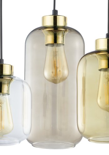 TK Marco loftlampe, m. 3 skrme - multifarvet glas