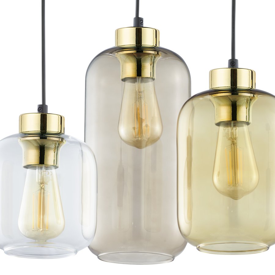 TK Marco loftlampe, m. 3 skrme - multifarvet glas