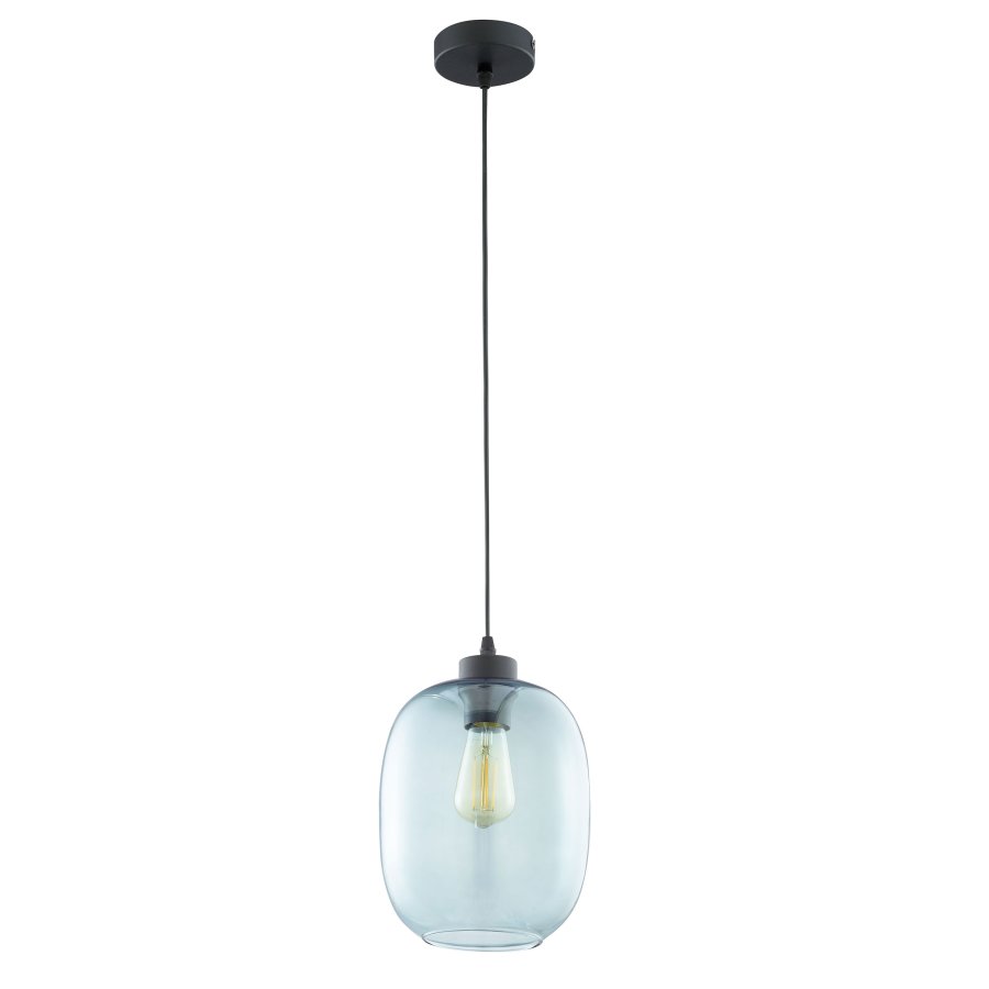 TK Elio loftlampe - bl glas og sort metal