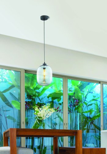 TK Elio loftlampe - bl glas og sort metal