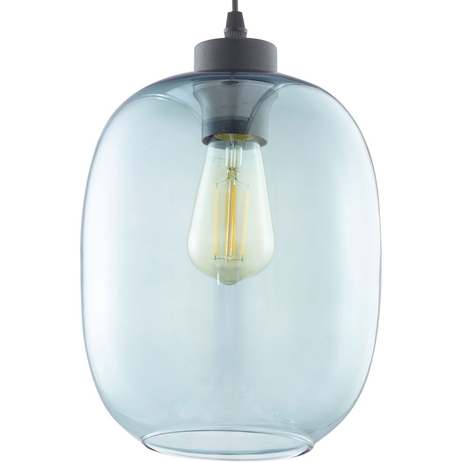 TK Elio loftlampe - bl glas og sort metal