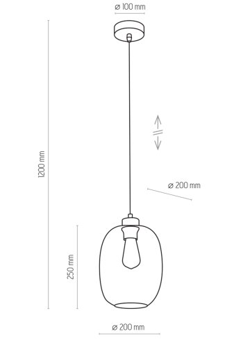 TK Elio loftlampe - bl glas og sort metal
