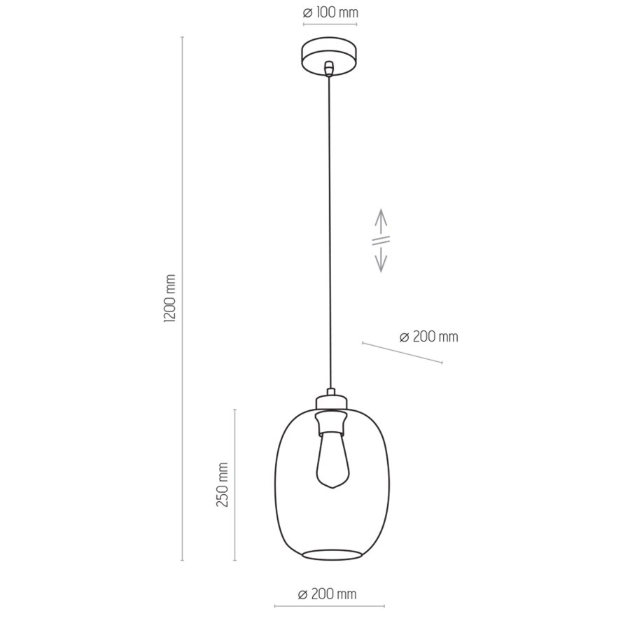 TK Elio loftlampe - bl glas og sort metal