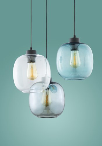 TK Elio loftlampe, m. 3 skrme - multifarvet glas og sort metal
