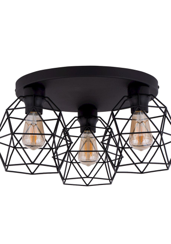 TK Galaxy loftlampe, m. 3 skrme - sort metal