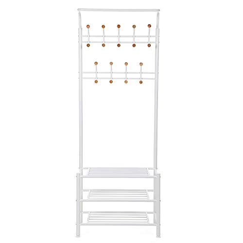 SONGMICS entréopstilling, m. knager og 3 hylder - hvid stl