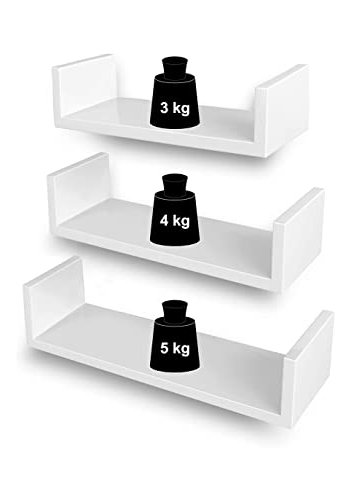 SONGMICS vghylde, m. usynlig montering - hvid hjglans MDF (st med 3)