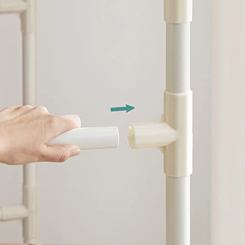 SONGMICS tjstativ, m. 2 bjlestnger og 1 hylde - hvid stof og jern