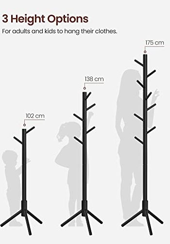 VASAGLE stumtjener, m. 8 knager - sort tr