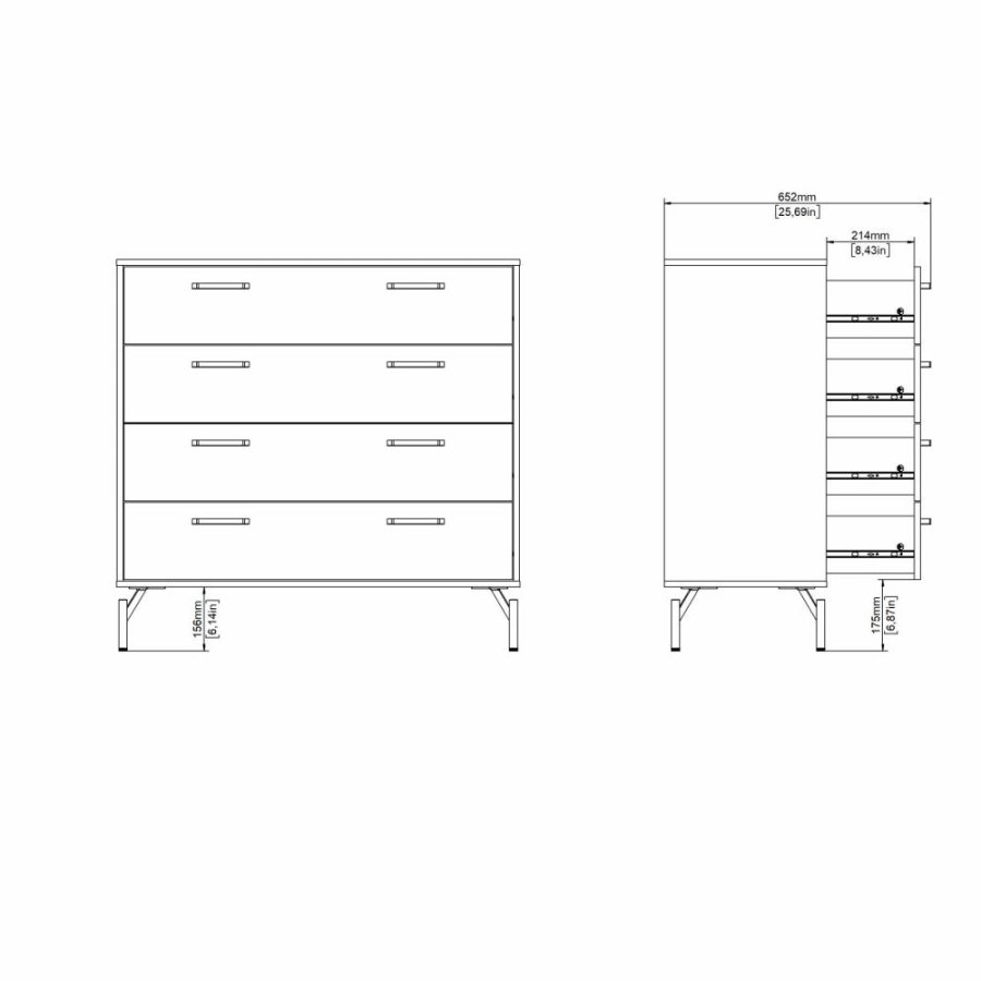 TVILUM Dana Chest 4 skuffer, Matt Black, 98,7 x 39,8 x 95,8 cm