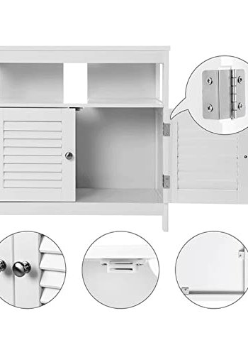 VASAGLE badevrelsesunderskab uden vask, m. 2 lamellger, 1 bent rum - hvid MDF