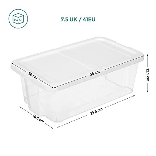 SONGMICS skoske, m. lg, til sko op til strrelse 41 - hvid og klar polypropylen (st med 12)