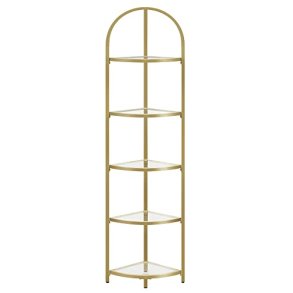 VASAGLE hjrnereol, m. 5 hylder - hrdet glas og guld stl