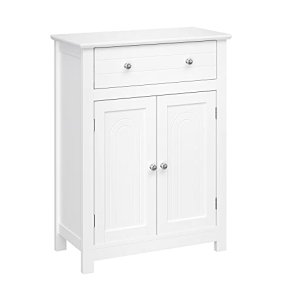 VASAGLE badevrelsesskab, m. 2 lger, 1 hjdejusterbar hylde og 1 skuffe - hvid MDF