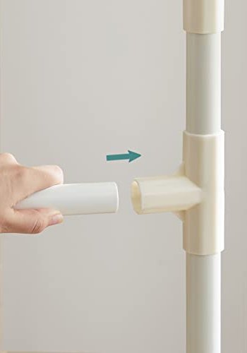 SONGMICS tjstativ, m. 2 bjlestnger og 2 hylder - hvid stof og jern