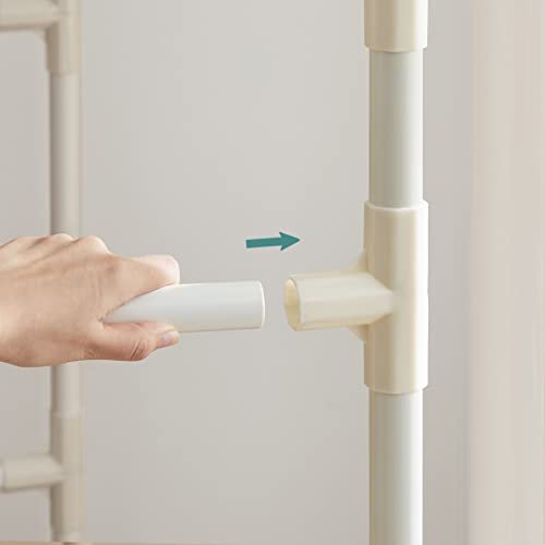 SONGMICS tjstativ, m. 2 bjlestnger og 2 hylder - hvid stof og jern