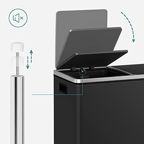 SONGMICS affaldsspand, lufttt, m. 2 rum, pedal, indvendige plastspande, lg, hndtag - sort metal