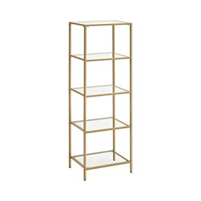 VASAGLE reol, m. 5 hylder - hrdet glas og guld stl