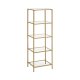 VASAGLE reol, m. 5 hylder - hrdet glas og guld stl