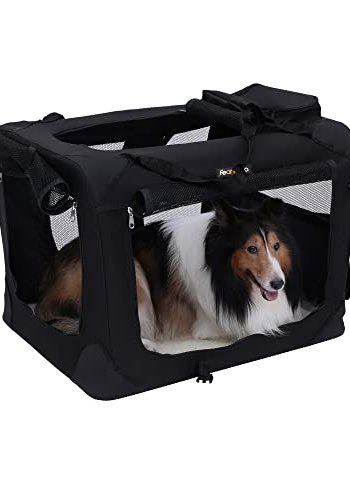 FEANDREA hundekasse, foldbar, m. hndtag - mesh, sort stof og metal