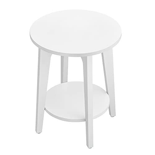 VASAGLE sidebord, m. 1 hylde, rund - hvid spnplade (40) 