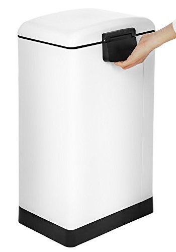 SONGMICS affaldsspand, 30L, m. indvendig spand og lg med bld lukning, lufttt - hvid stl