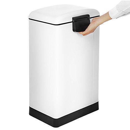 SONGMICS affaldsspand, 30L, m. indvendig spand og lg med bld lukning, lufttt - hvid stl