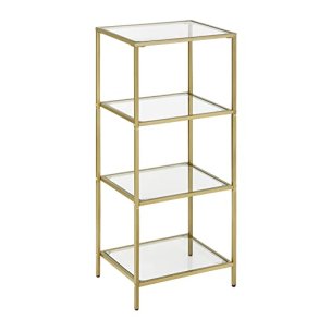 VASAGLE reol, m. 4 hylder - hrdet glas og guld stl