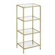 VASAGLE reol, m. 4 hylder - hrdet glas og guld stl