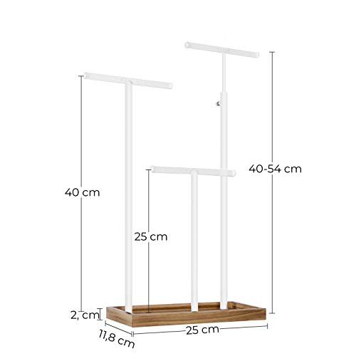 SONGMICS smykkestativ - hvid jern og natur tr
