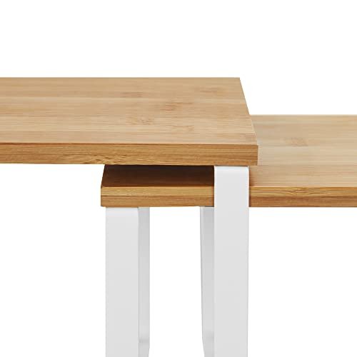 SONGMICS krydderihylde, stabelbar - natur bambus og hvid metal (st med 2)