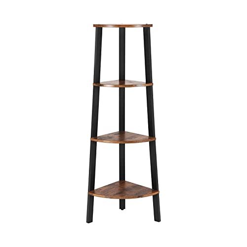 VASAGLE hjrnereol, m. 4 hylder - rustik brun spnplade og sort stl