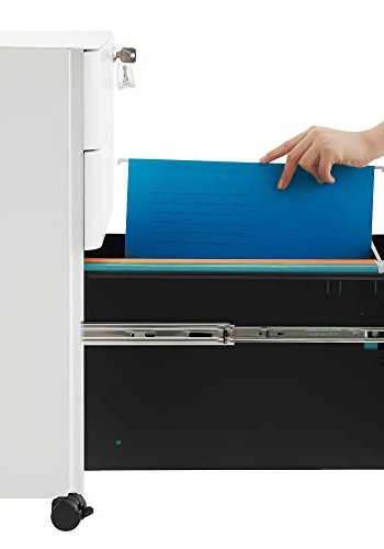 SONGMICS arkivskab, m. ls, til A4 brevstrrelser, hngemapper, hjul - hvid stl