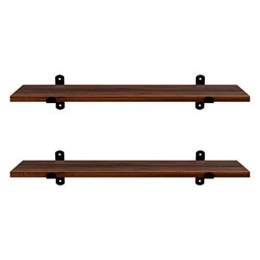 SONGMICS vghylde, rektangulr - brun MDF og sort jern (st med 2)