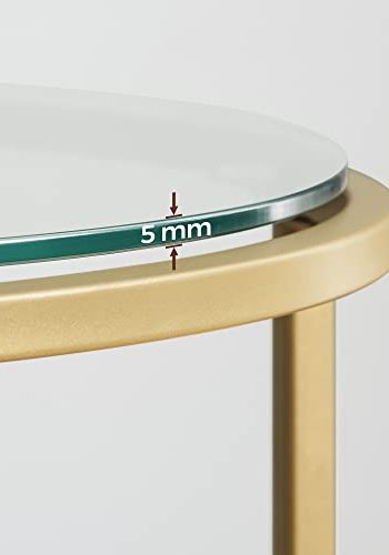 VASAGLE sofabord, rund - hrdet glas og guld stl (50)