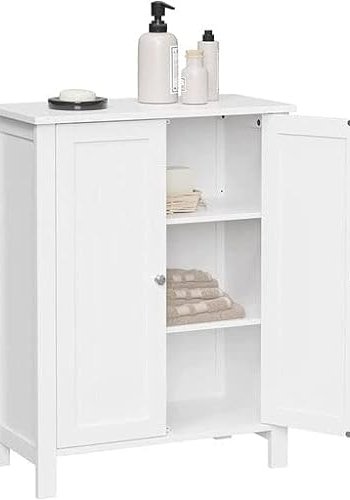 VASAGLE fritstende badevrelsesskab, m. 2 lger og 2 hylder - hvid MDF