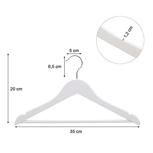 SONGMICS brnebjle, m. bro og indhak, 360° roterende krog - hvid ahorntr (st med 20)