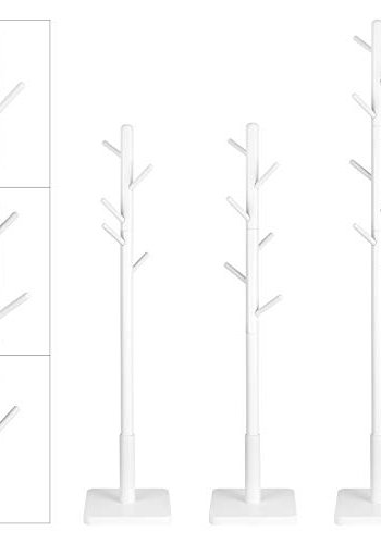 VASAGLE stumtjener, m. 8 knager - hvid gummitr og MDF