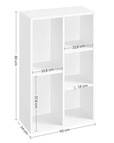 VASAGLE bogreol, m. 5 rum - hvid spnplade