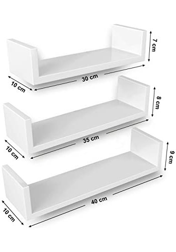 SONGMICS vghylde, m. usynlig montering - hvid hjglans MDF (st med 3)