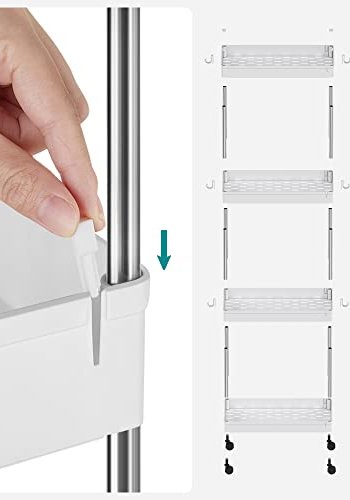 SONGMICS opbevaringsvogn, m. 4 hylder og hjul - hvid polypropylen og metal
