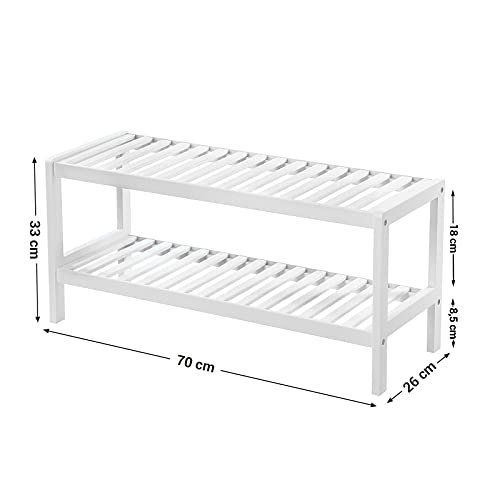 SONGMICS skohylde, m. 2 hylder - hvid bambus