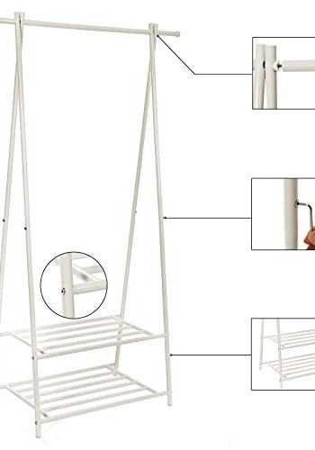 SONGMICS tjstativ, m. 2 hylder - hvid jern